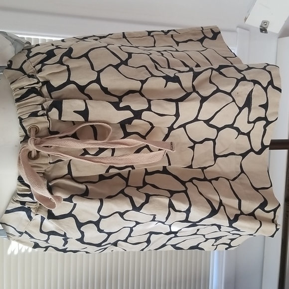 Alfred Sung Geometric Print Elastic Waist Linen Skirt - Picture 1 of 4